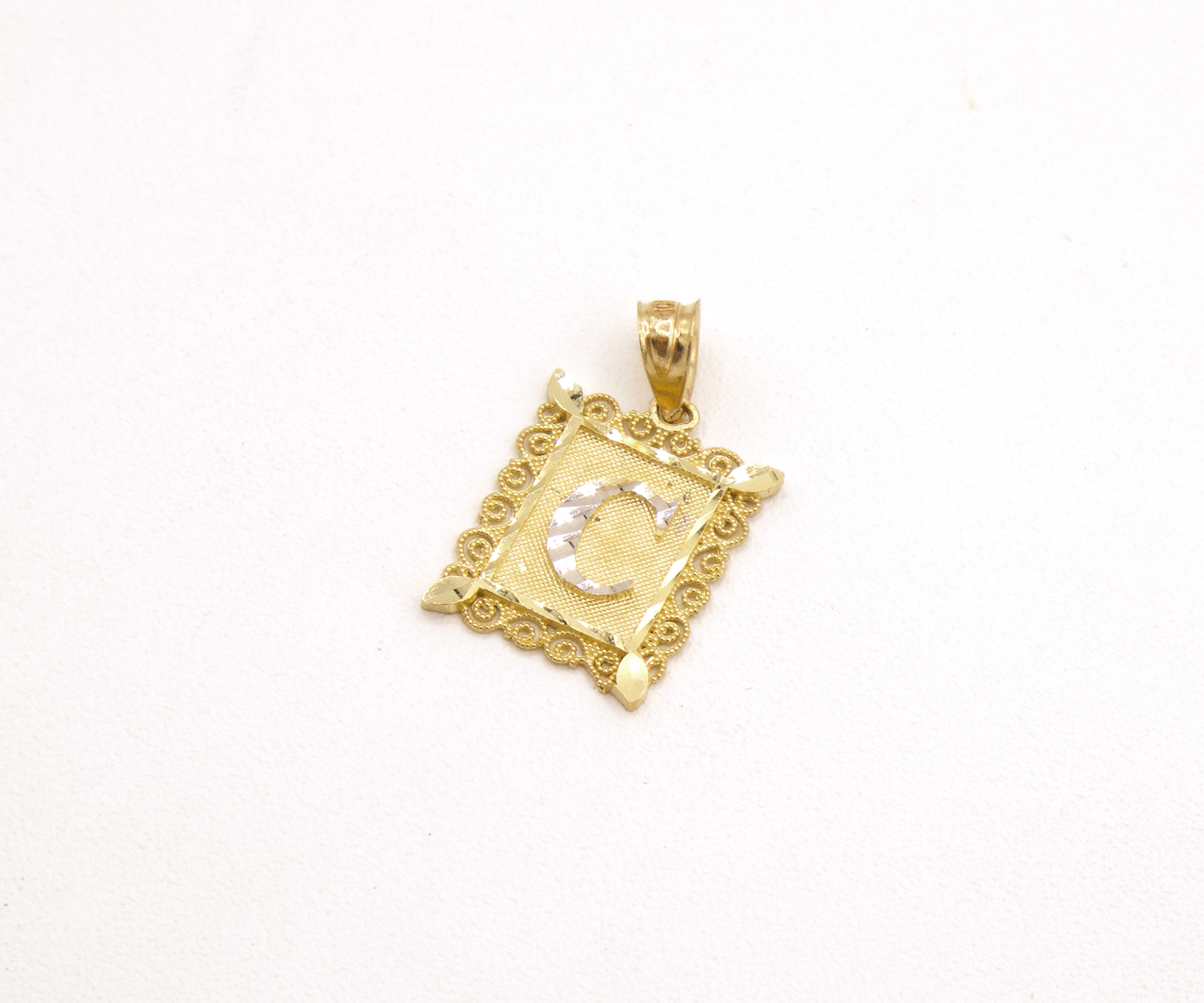 Initial Letters A to Z with Elegant European Frame 10K Pure yellow Gold Charm - STF DIAMONDS