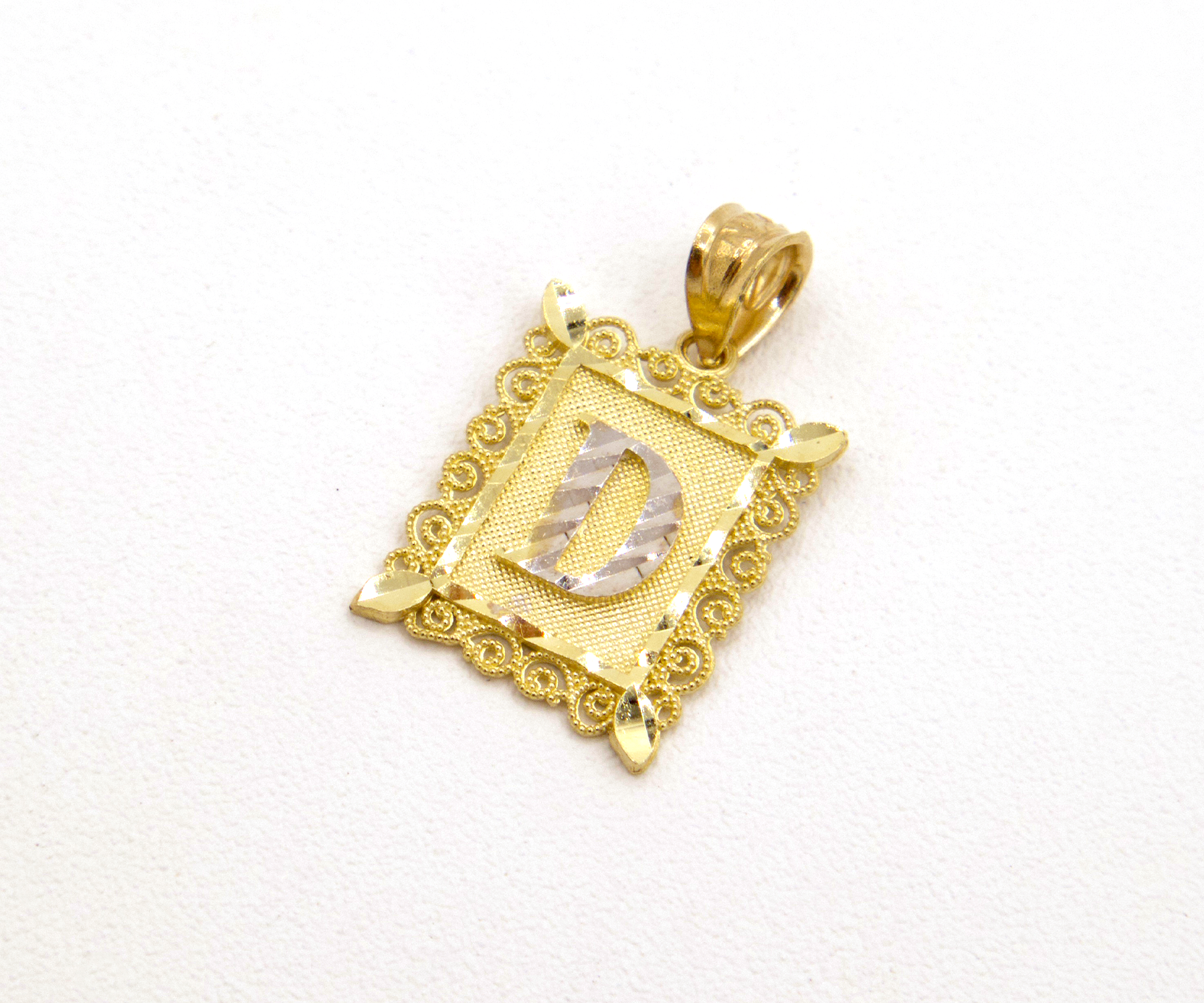 Initial Letters A to Z with Elegant European Frame 10K Pure yellow Gold Charm - STF DIAMONDS