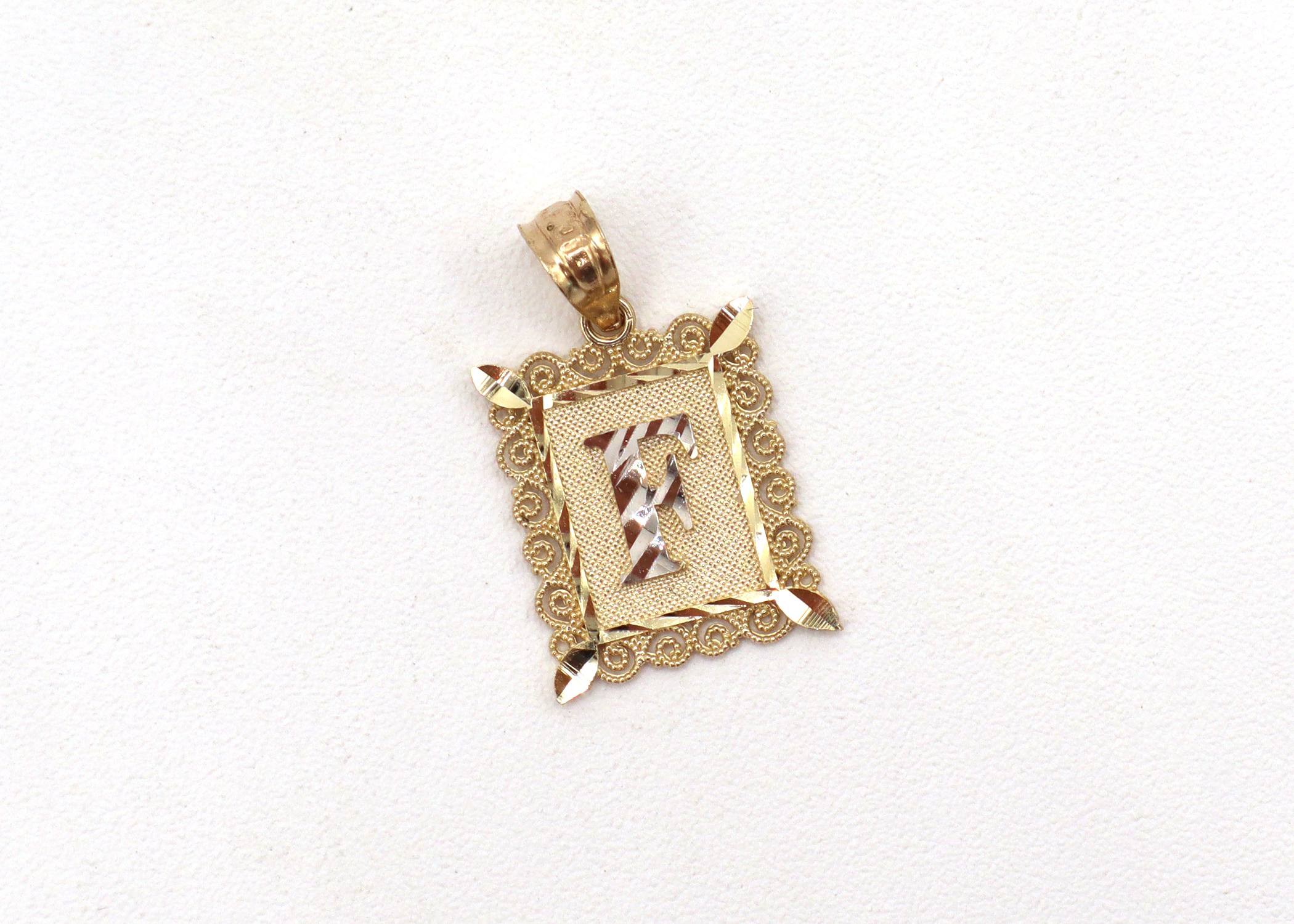 Initial Letters A to Z with Elegant European Frame 10K Pure yellow Gold Charm - STF DIAMONDS