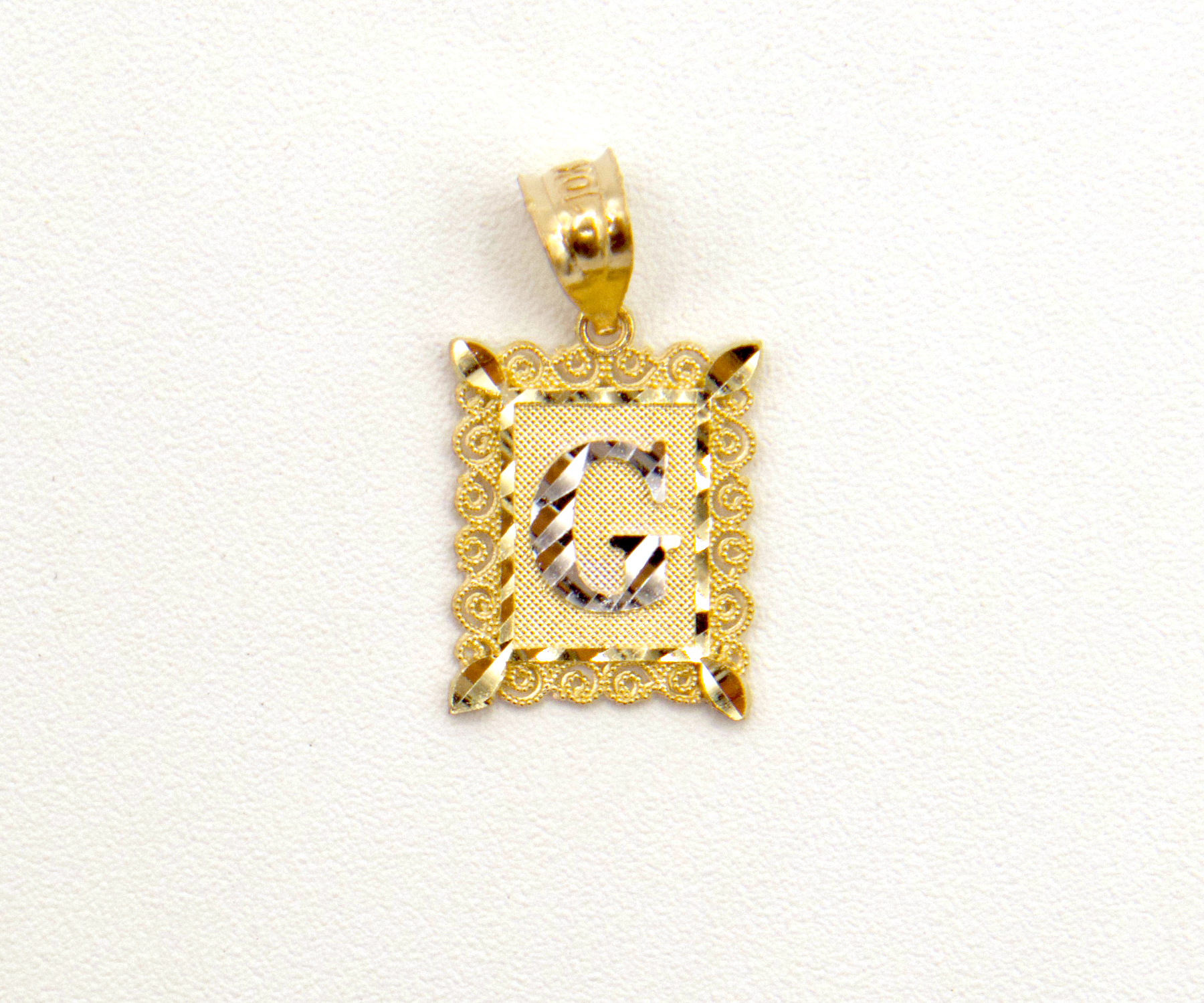 Initial Letters A to Z with Elegant European Frame 10K Pure yellow Gold Charm - STF DIAMONDS