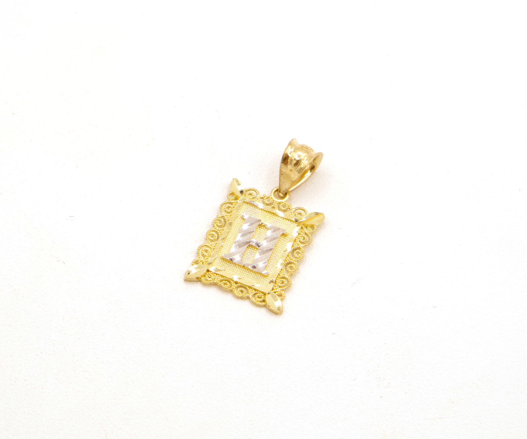 Initial Letters A to Z with Elegant European Frame 10K Pure yellow Gold Charm - STF DIAMONDS