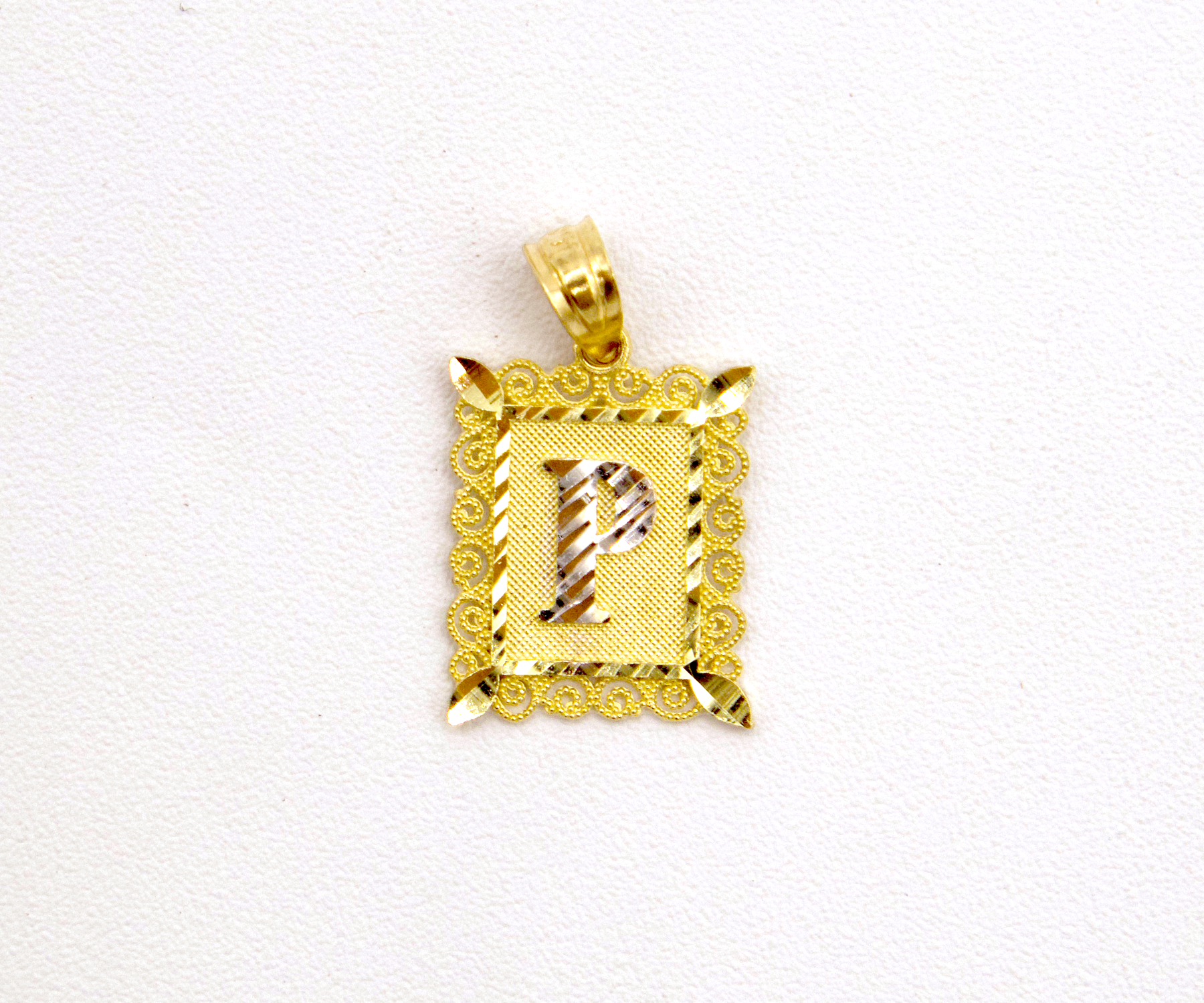 Initial Letters A to Z with Elegant European Frame 10K Pure yellow Gold Charm - STF DIAMONDS