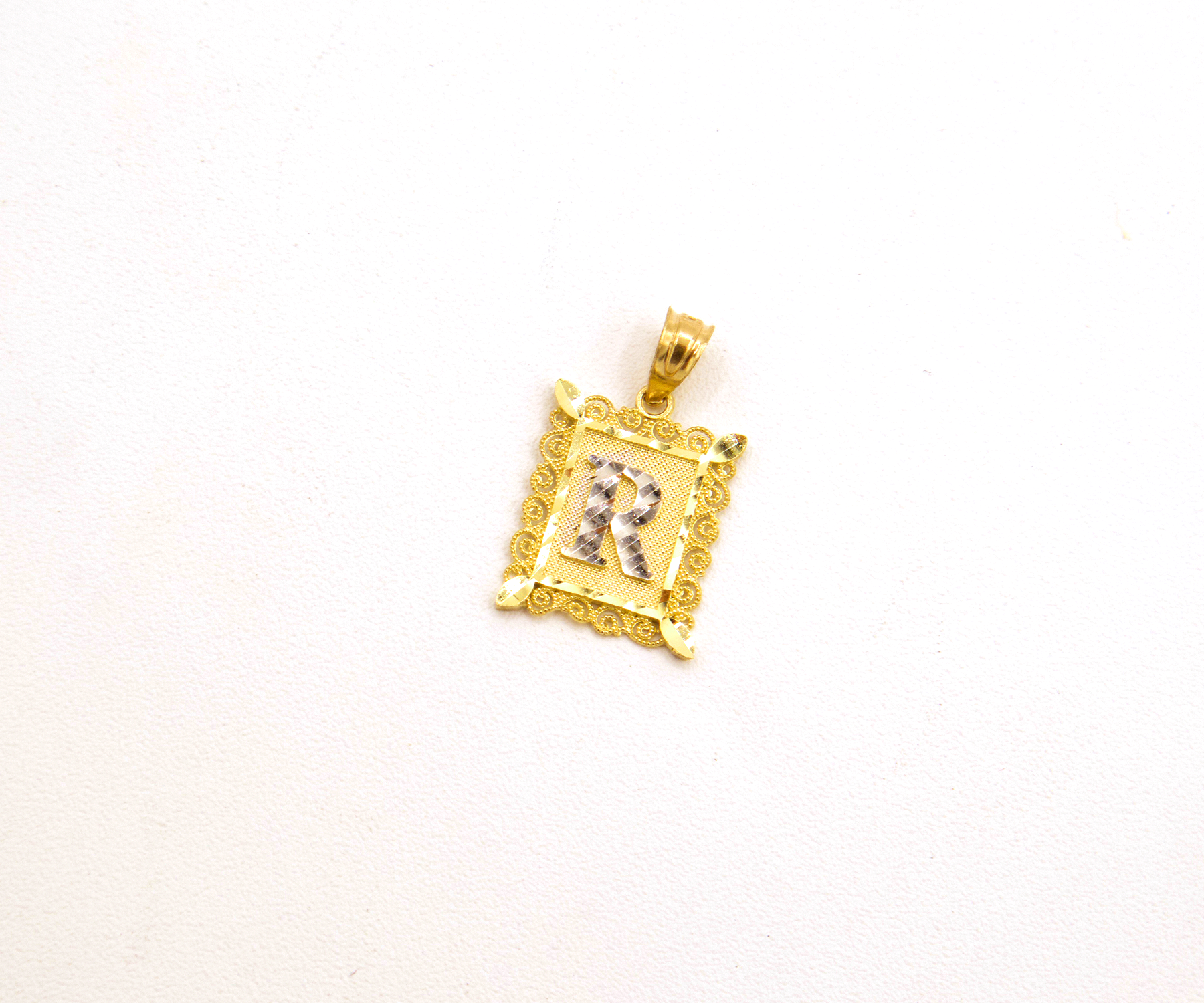 Initial Letters A to Z with Elegant European Frame 10K Pure yellow Gold Charm - STF DIAMONDS