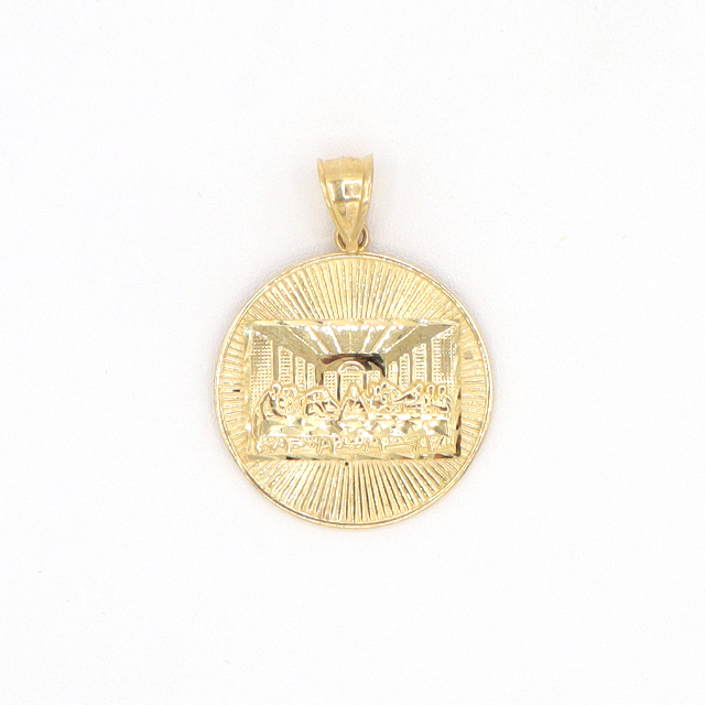 10K Solid Gold Diamond-Cut Jesus Last Supper Charm