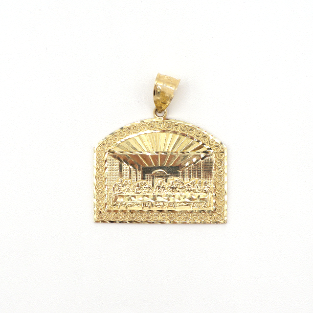 10K Solid Yellow Gold Framed Jesus Last Supper Charm