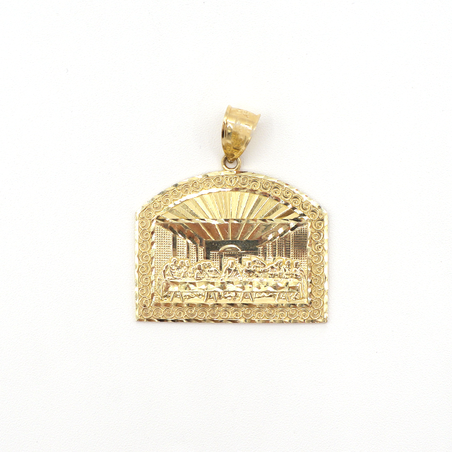 Jesus The last supper with disciples with Beautiful frame 10K Pure Yellow Gold Charm - STF DIAMONDS