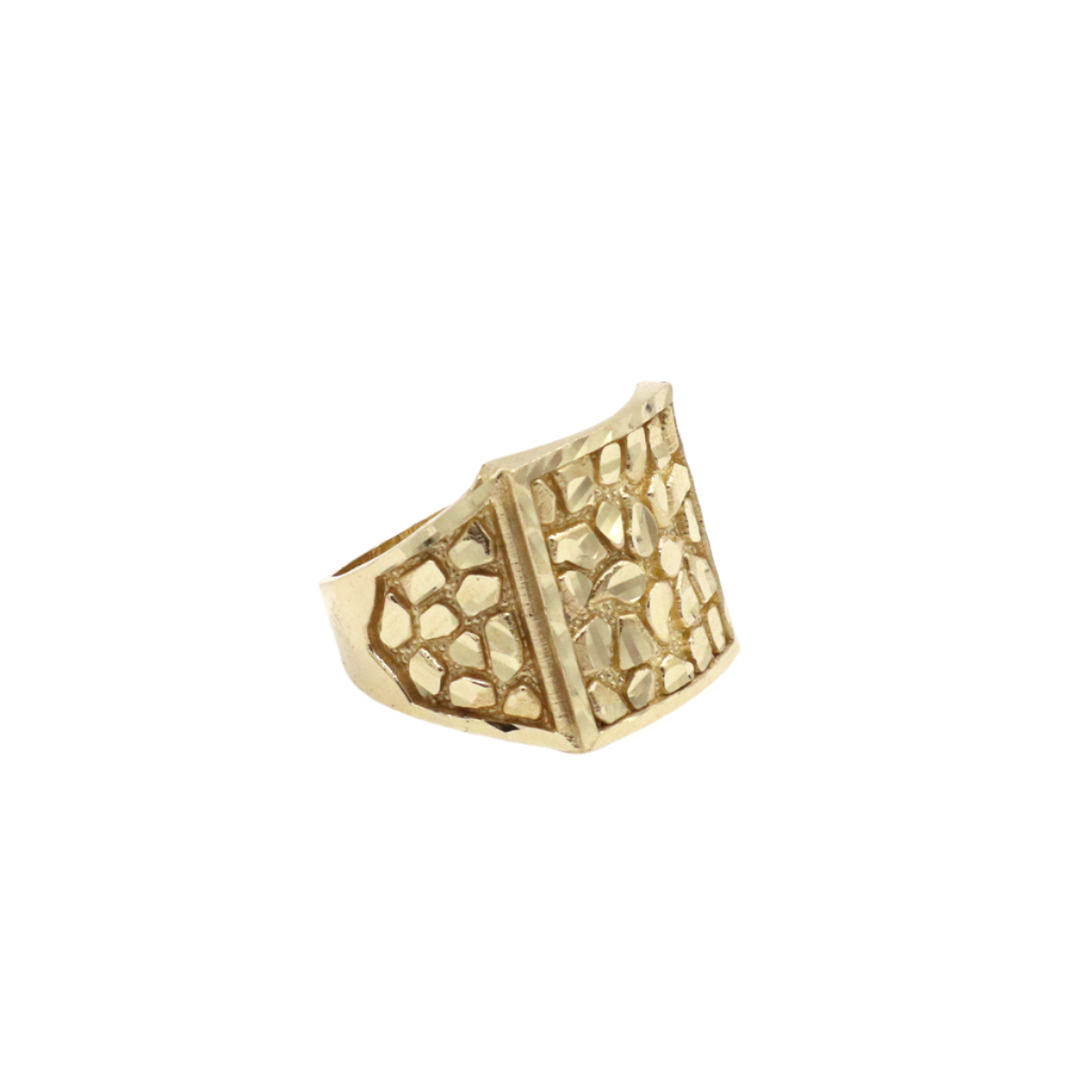 10K Solid Gold Large Three-Sided Nugget Ring