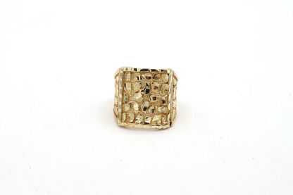 Large Gold Nugget Three Side Ring -STF DIAMONDS