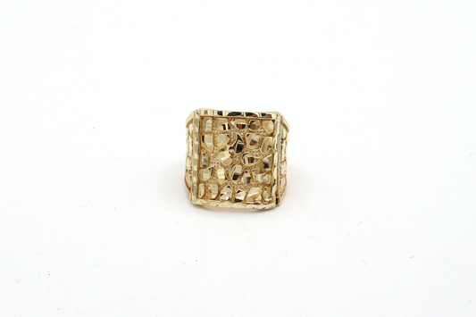 Large Gold Nugget Three Side Ring -STF DIAMONDS