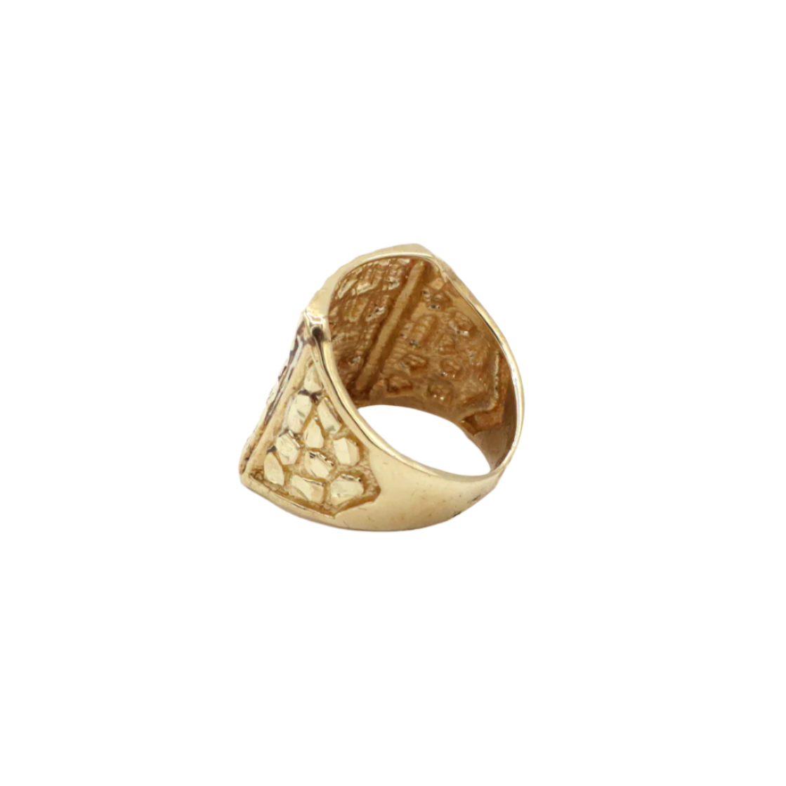 10K Solid Gold Large Three-Sided Nugget Ring