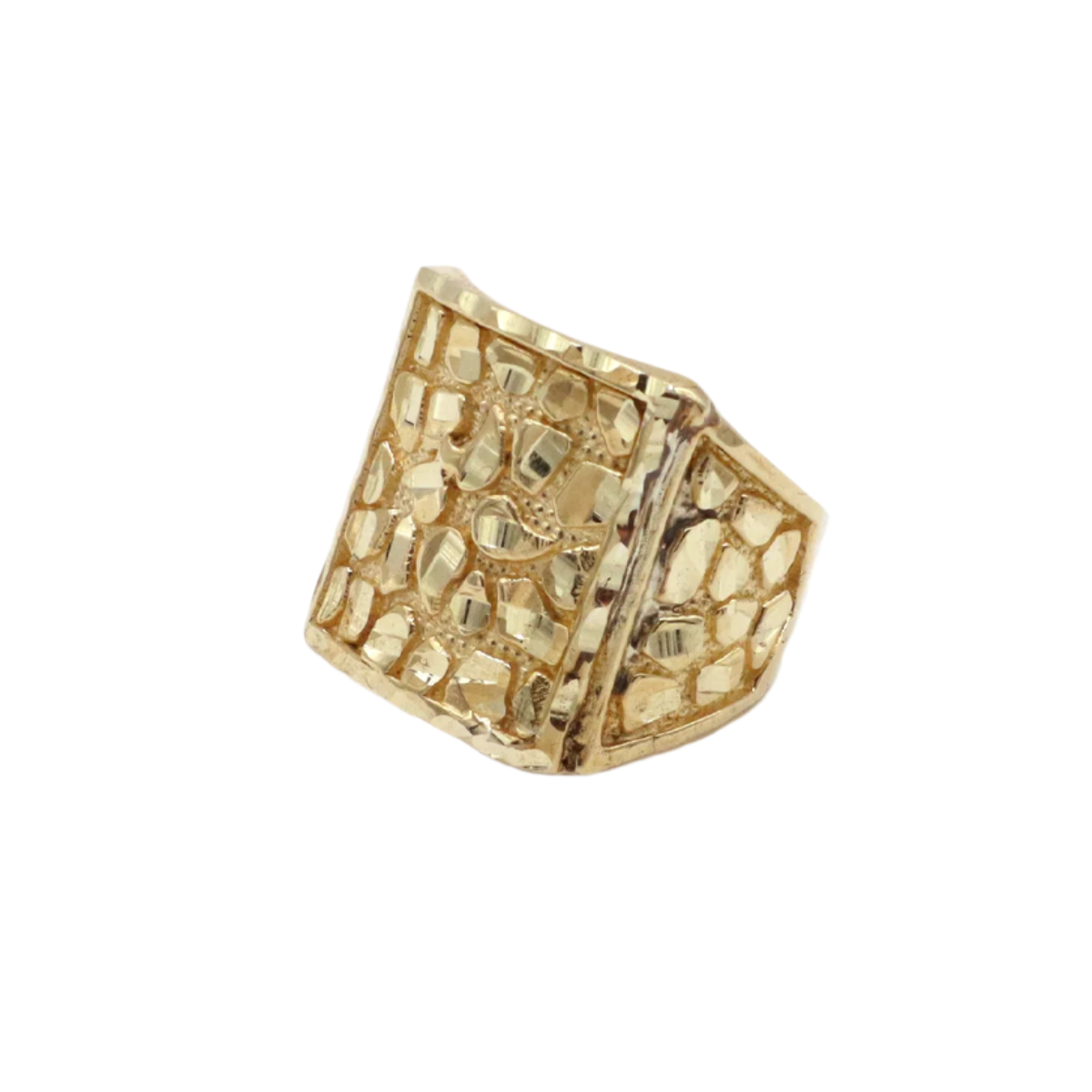 10K Solid Gold Large Three-Sided Nugget Ring
