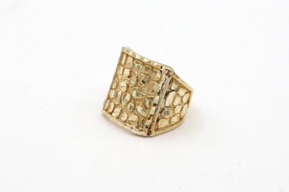 Large Gold Nugget Three Side Ring -STF DIAMONDS