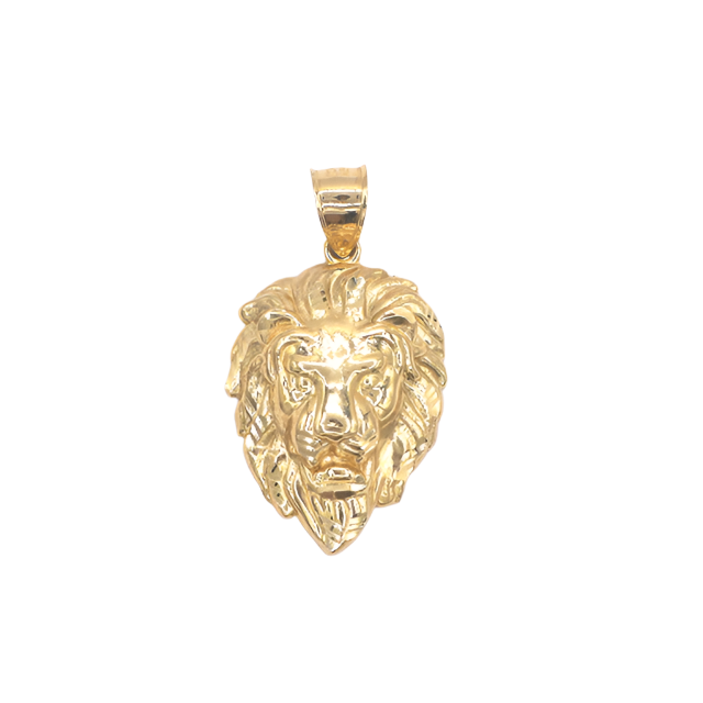10K Solid Yellow Gold Diamond-Cut Lion Charm