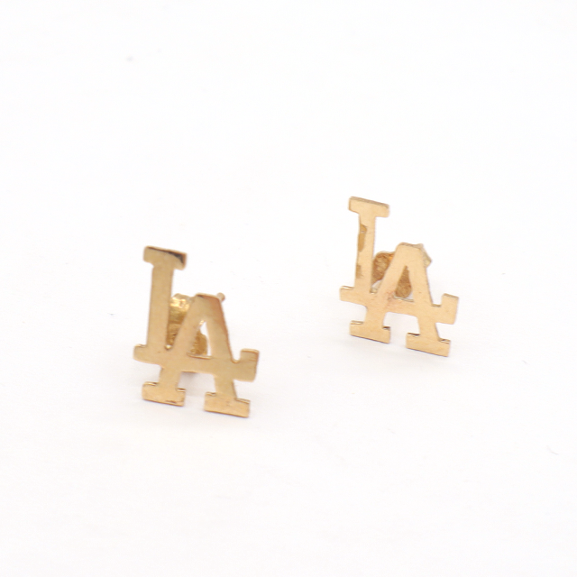 10K Solid Yellow Gold Diamond-Cut Los Angeles Sign Earrings