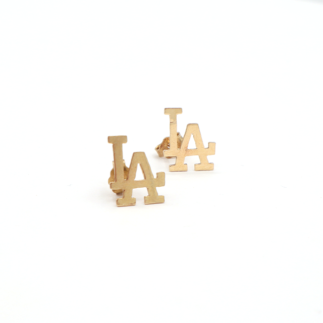 10K Solid Yellow Gold Diamond-Cut Los Angeles Sign Earrings