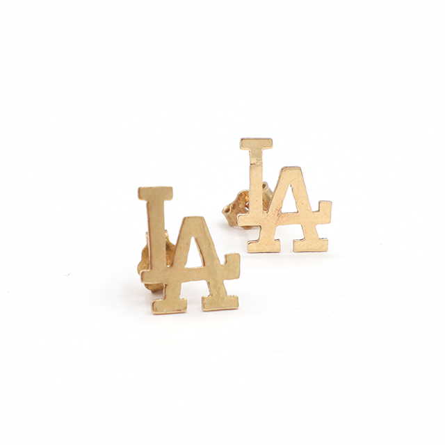 10K Solid Yellow Gold Diamond-Cut Los Angeles Sign Earrings