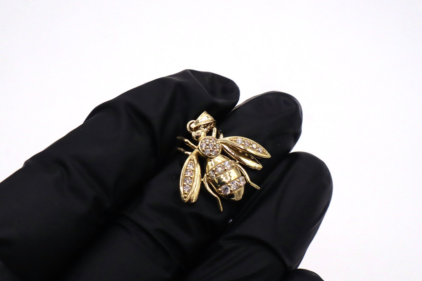 10K Solid Yellow Gold Lucky Bee CZ Charm
