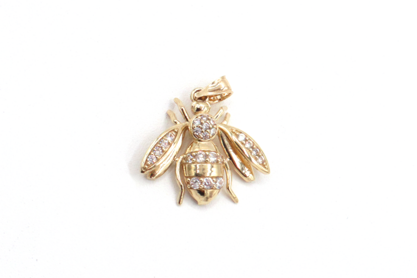 10K Solid Yellow Gold Lucky Bee CZ Charm