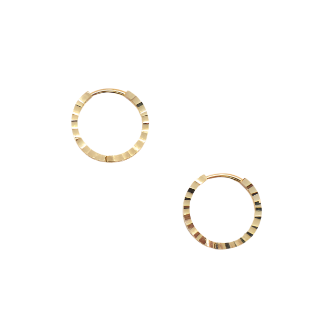 10K Solid Yellow Gold Mini Hoop CZ Earrings
