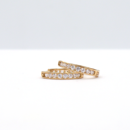 Mini Plain Hoop with CZ Cubic 10K Pure Yellow Gold - STF DIAMONDS