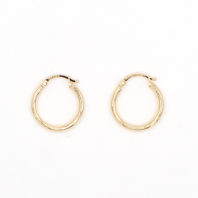 10K Solid Yellow Gold Diamond-Cut Mini Plain Hoop Earrings