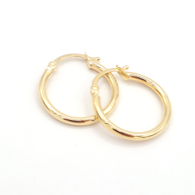 10K Solid Yellow Gold Diamond-Cut Mini Plain Hoop Earrings