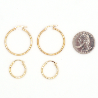 Mini Plain Gold Hoop Earring 10K Pure Yellow Gold - STF DIAMONDS