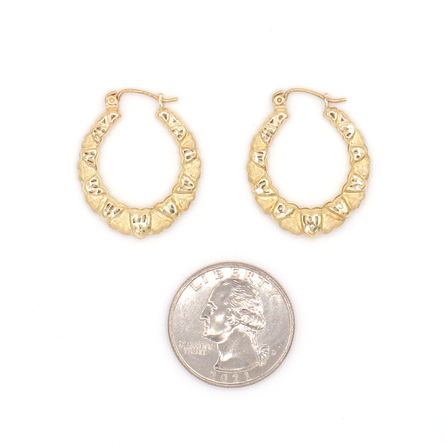 10K Solid Yellow Gold Multi-Heart Diamond-Cut Earrings
