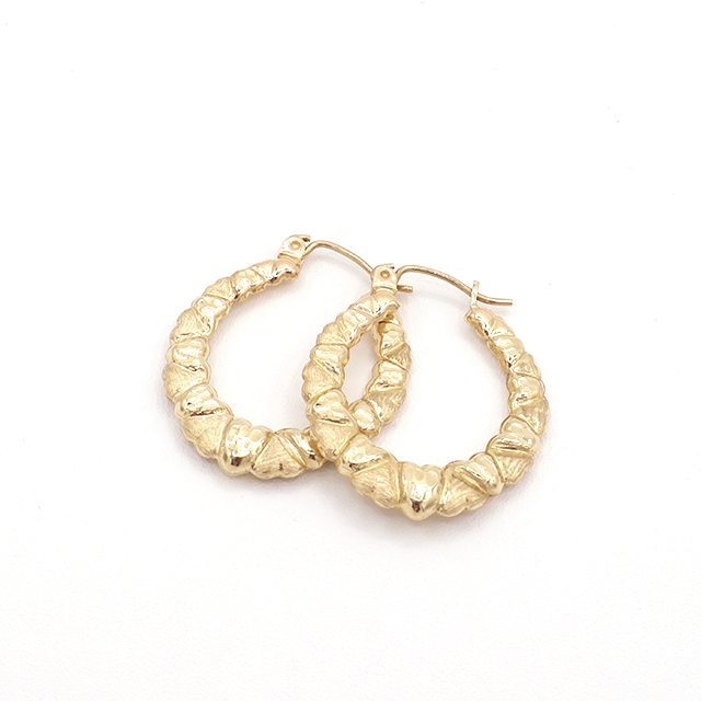 10K Solid Yellow Gold Multi-Heart Diamond-Cut Earrings