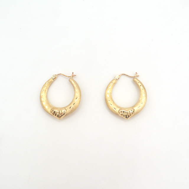 My love story in Childhood Hoop Earrings Pure 10K Yellow Gold - STF DIAMONDS