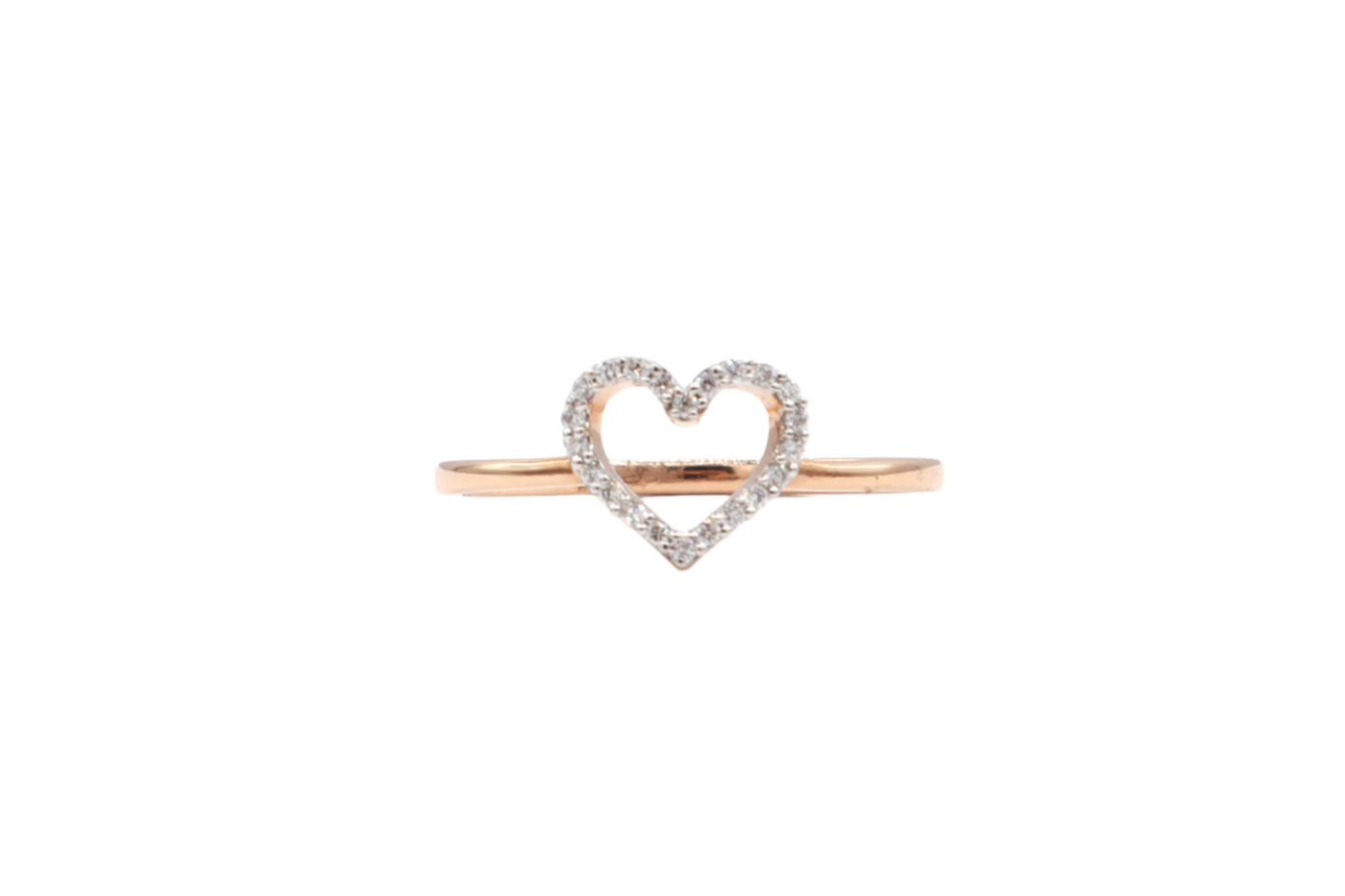 10K Solid Yellow Gold Natural Diamond Mini Heart Ring