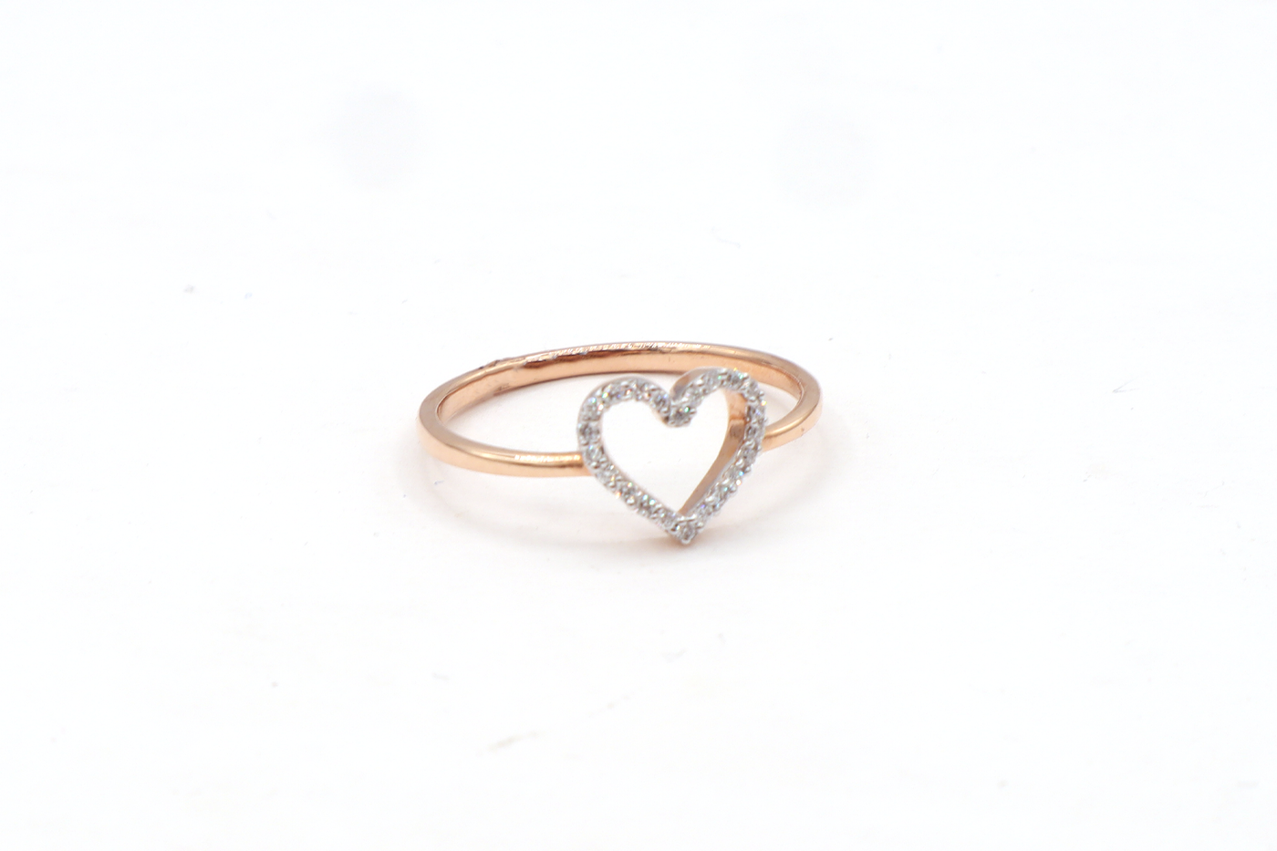 10K Solid Yellow Gold Natural Diamond Mini Heart Ring