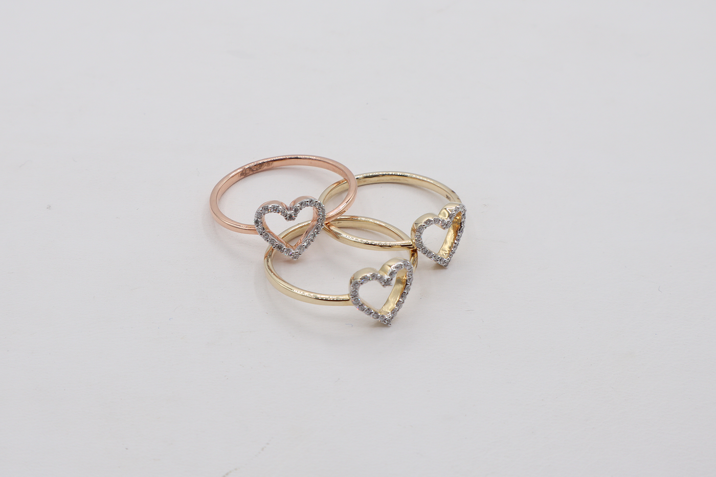10K Solid Yellow Gold Natural Diamond Mini Heart Ring