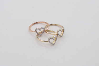 Natural Diamond Mini Heart Ring – 10K Real Yellow Gold STF DIAMONDS