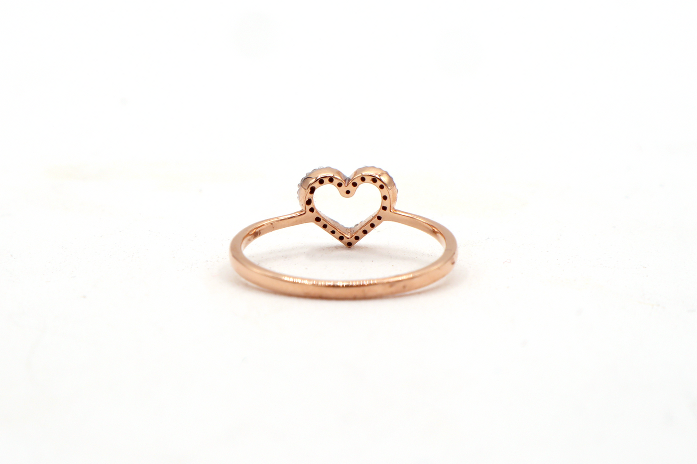 10K Solid Yellow Gold Natural Diamond Mini Heart Ring