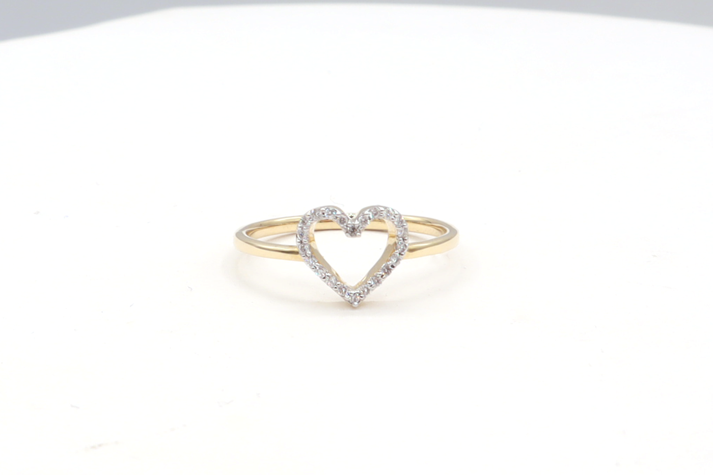 10K Solid Yellow Gold Natural Diamond Mini Heart Ring