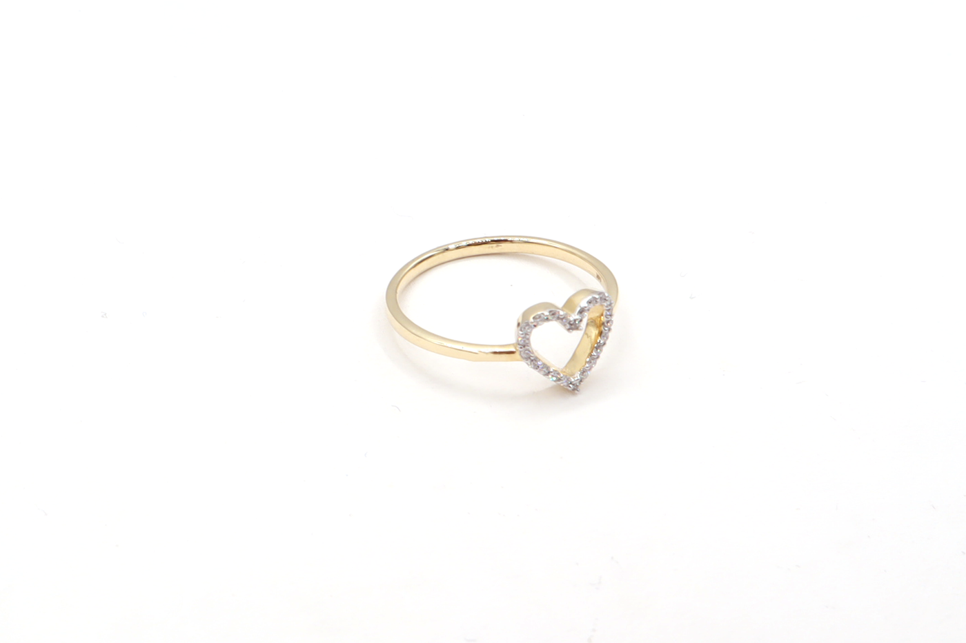 10K Solid Yellow Gold Natural Diamond Mini Heart Ring