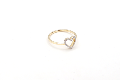 Natural Diamond Mini Heart Ring – 10K Real Yellow Gold STF DIAMONDS