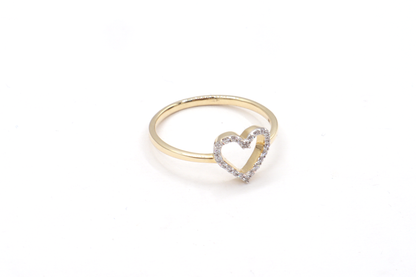Natural Diamond Mini Heart Ring – 10K Real Yellow Gold STF DIAMONDS