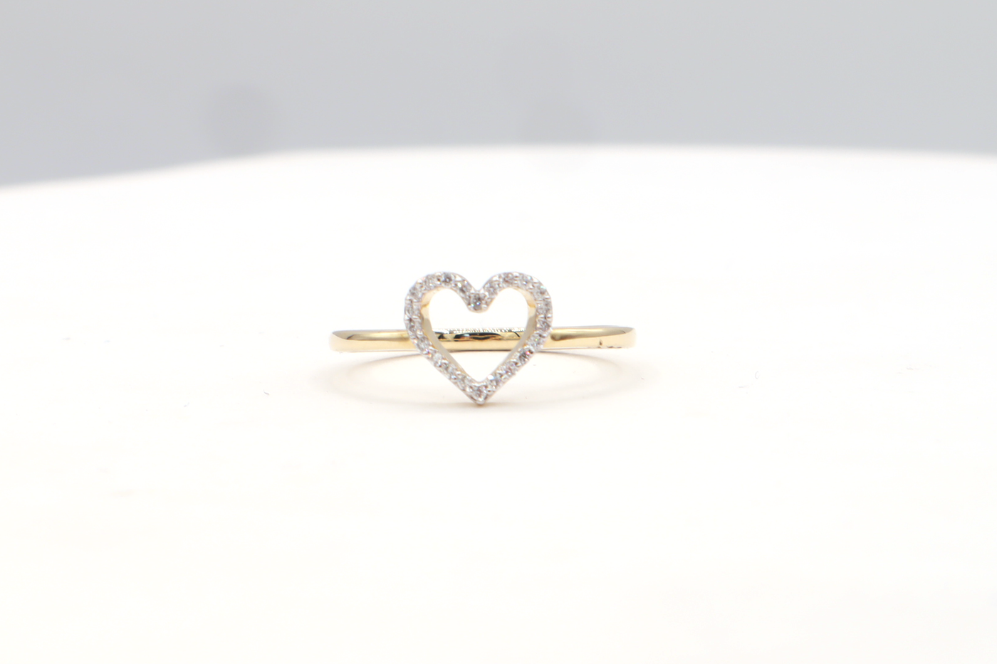 10K Solid Yellow Gold Natural Diamond Mini Heart Ring