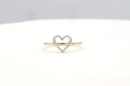 Natural Diamond Mini Heart Ring – 10K Real Yellow Gold STF DIAMONDS