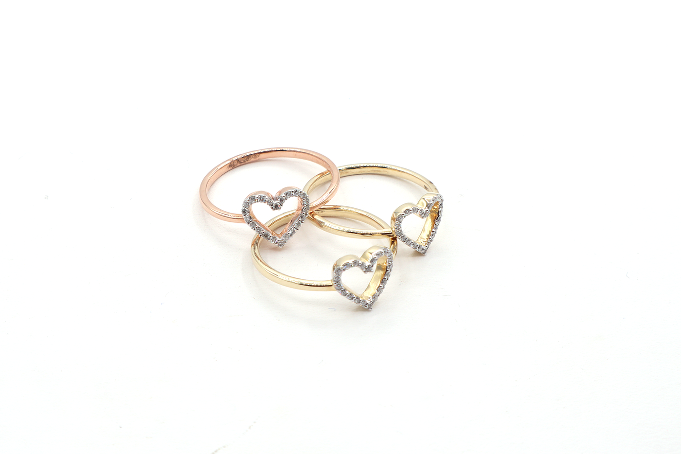 10K Solid Yellow Gold Natural Diamond Mini Heart Ring