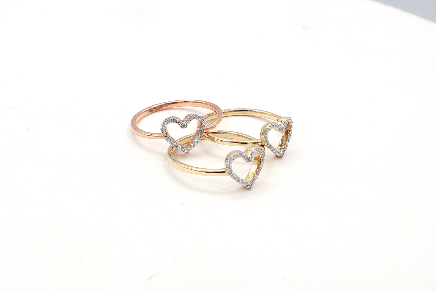 10K Solid Yellow Gold Natural Diamond Mini Heart Ring