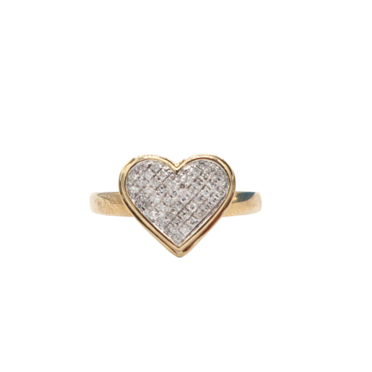 Real Natural Diamond Heart Shape Ring – 10K Real Yellow Gold STF DIAMONDS