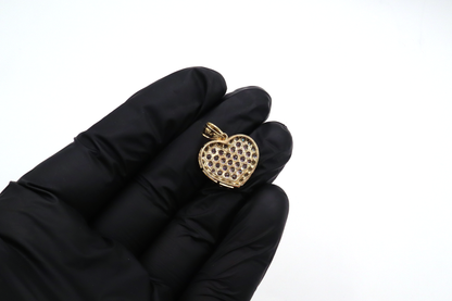 Pink Heart CZ Stone Pendant 10K Real Yellow Gold 💖✨- STF DIAMONDS