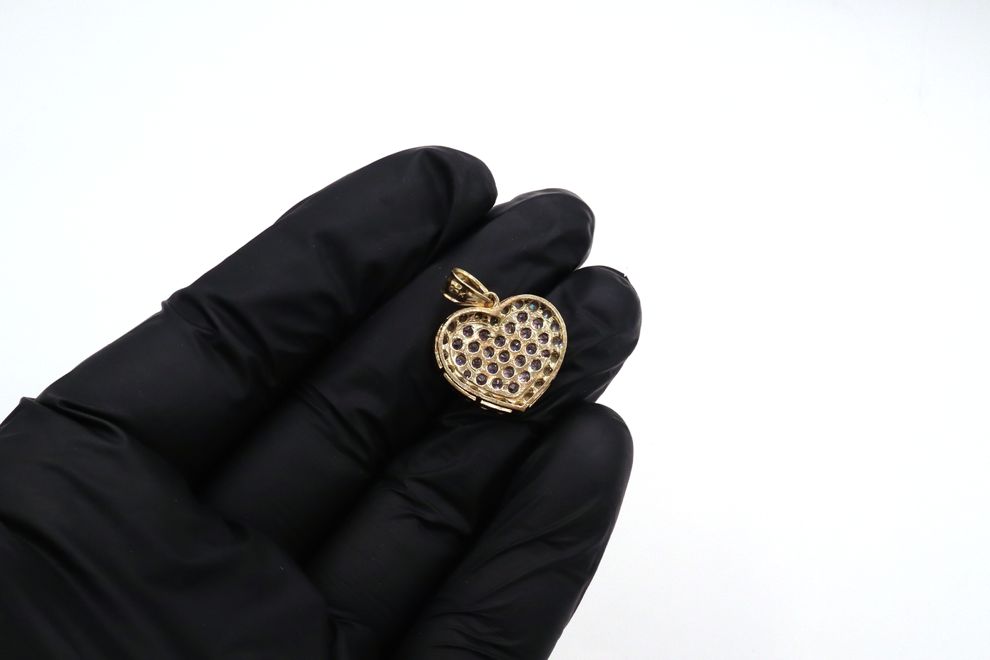 10K Solid Yellow Gold Pink Heart CZ Pendant