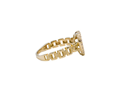 Pink Heart Rolly Band Women's Ring-10K Yellow Gold-Cubic Zirconia | STF DIAMONDS