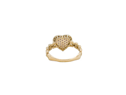 Pink Heart Rolly Band Women's Ring-10K Yellow Gold-Cubic Zirconia | STF DIAMONDS