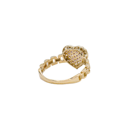 Pink Heart Rolly Band Women's Ring-10K Yellow Gold-Cubic Zirconia | STF DIAMONDS
