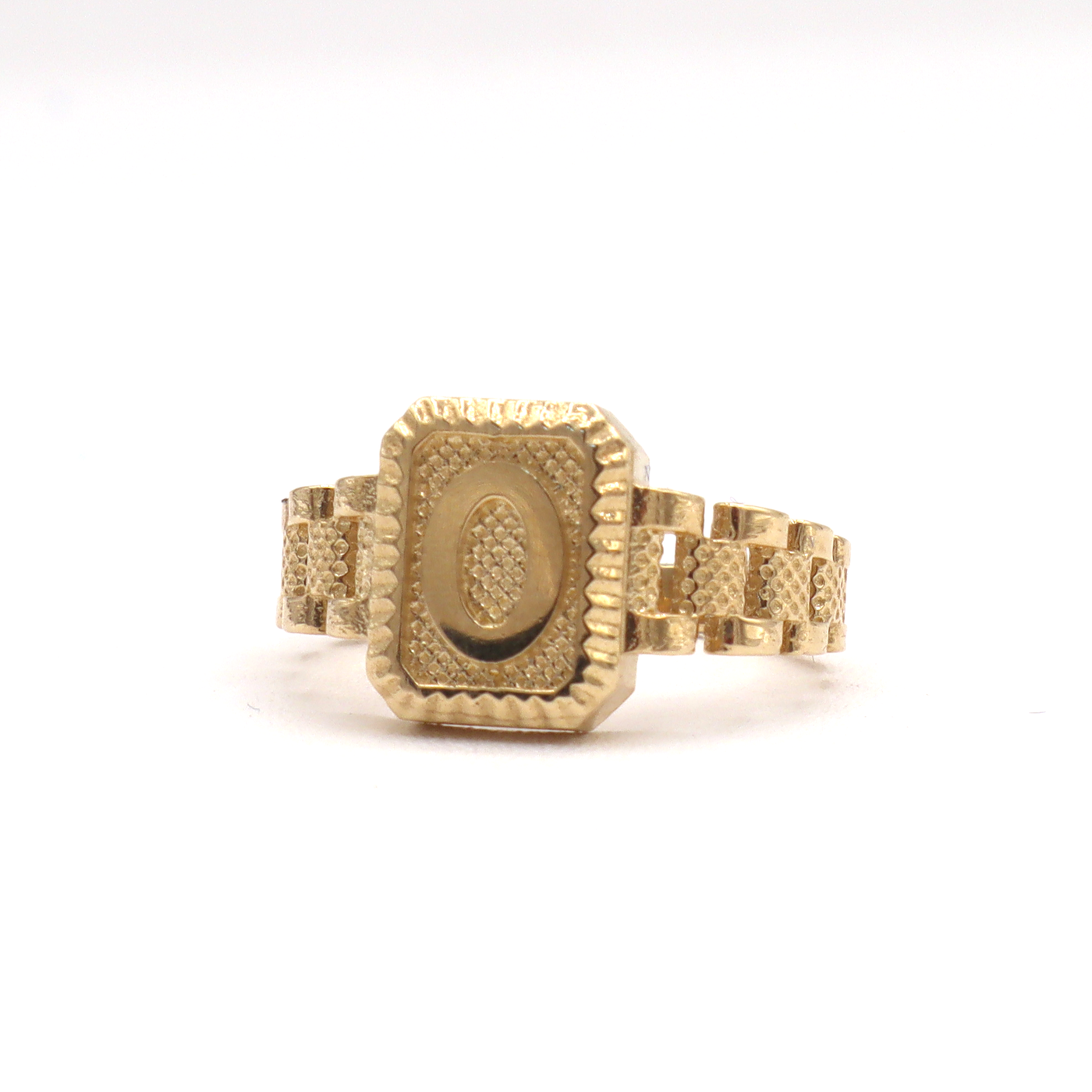 10K Solid Yellow Gold Square Band Initial Ring